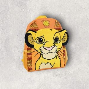 Disney The Lion King Simba Ears Face Backpack Kids School Orange Yellow Fuzzy